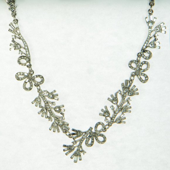 Oscar de la Renta Baguette Crystal Silver Necklace - Picture 1 of 8